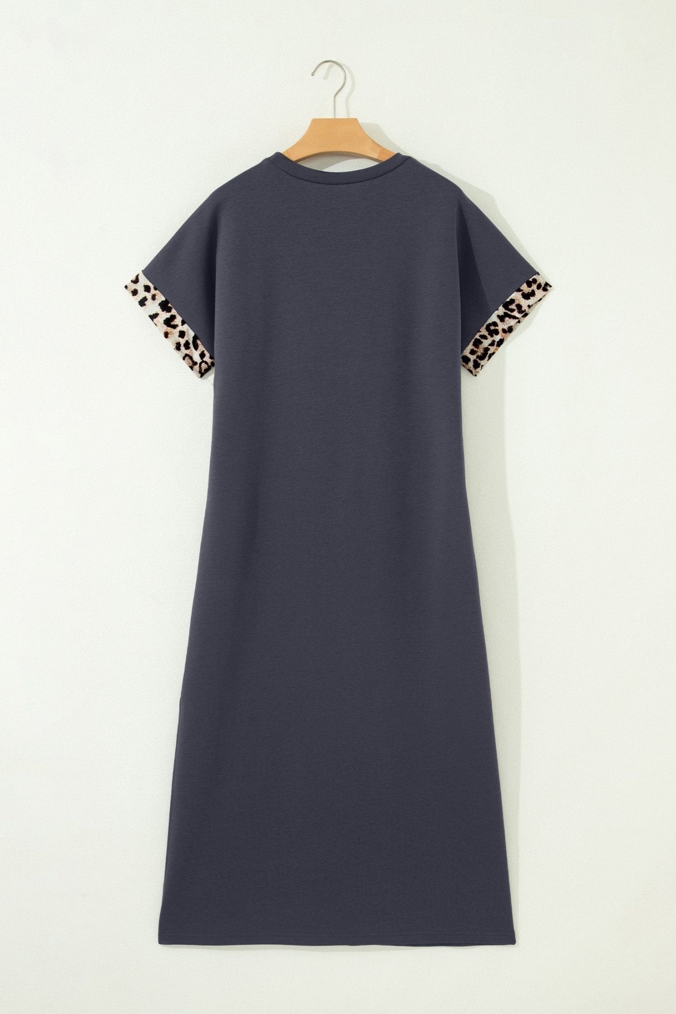 Leopard Bow Patched Short Sleeve T-Shirt Long Dress - Rooted & Reckless Co.