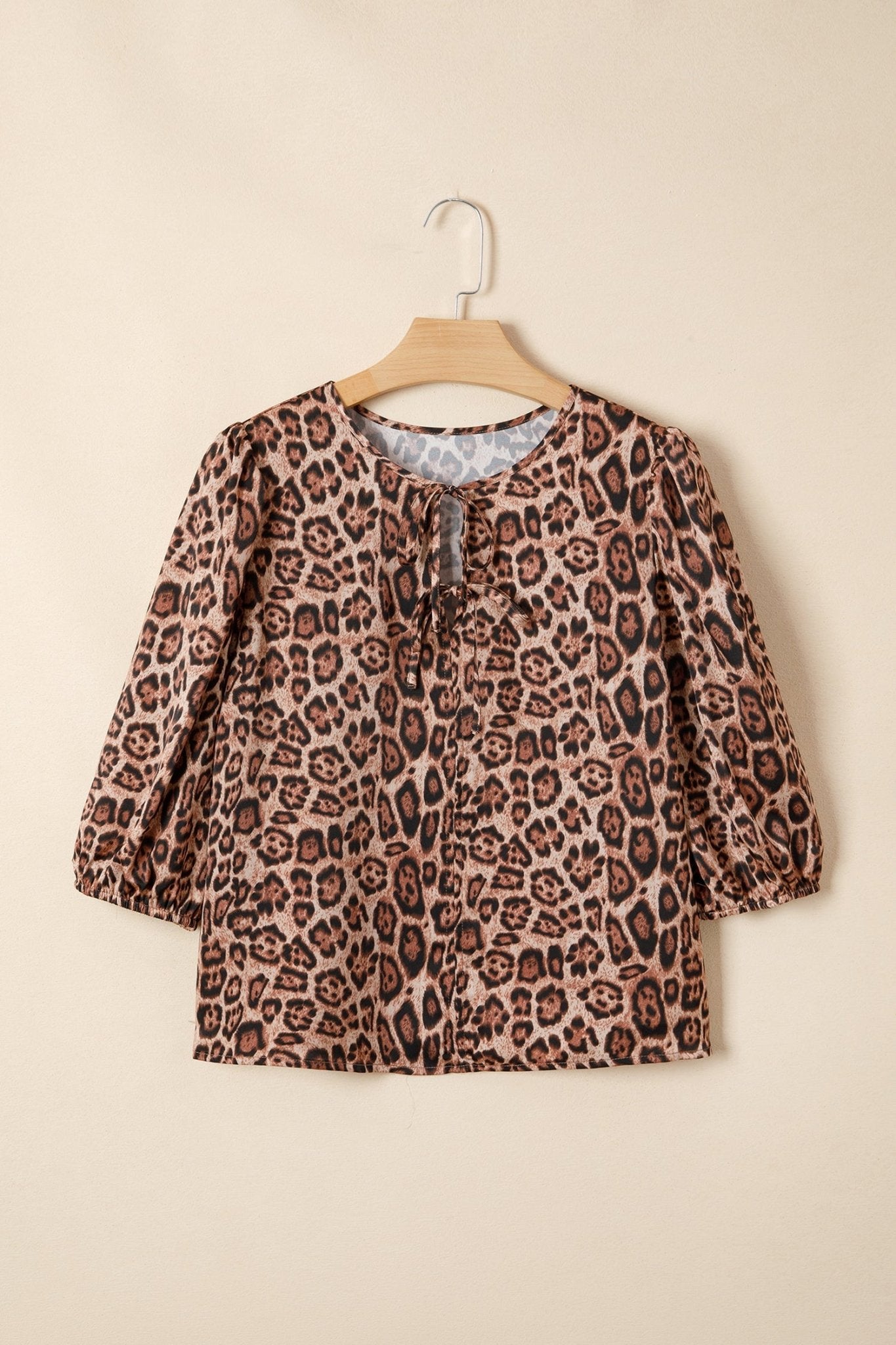 Leopard Bow-Tie Puff Sleeve Blouse - Rooted & Reckless Co.