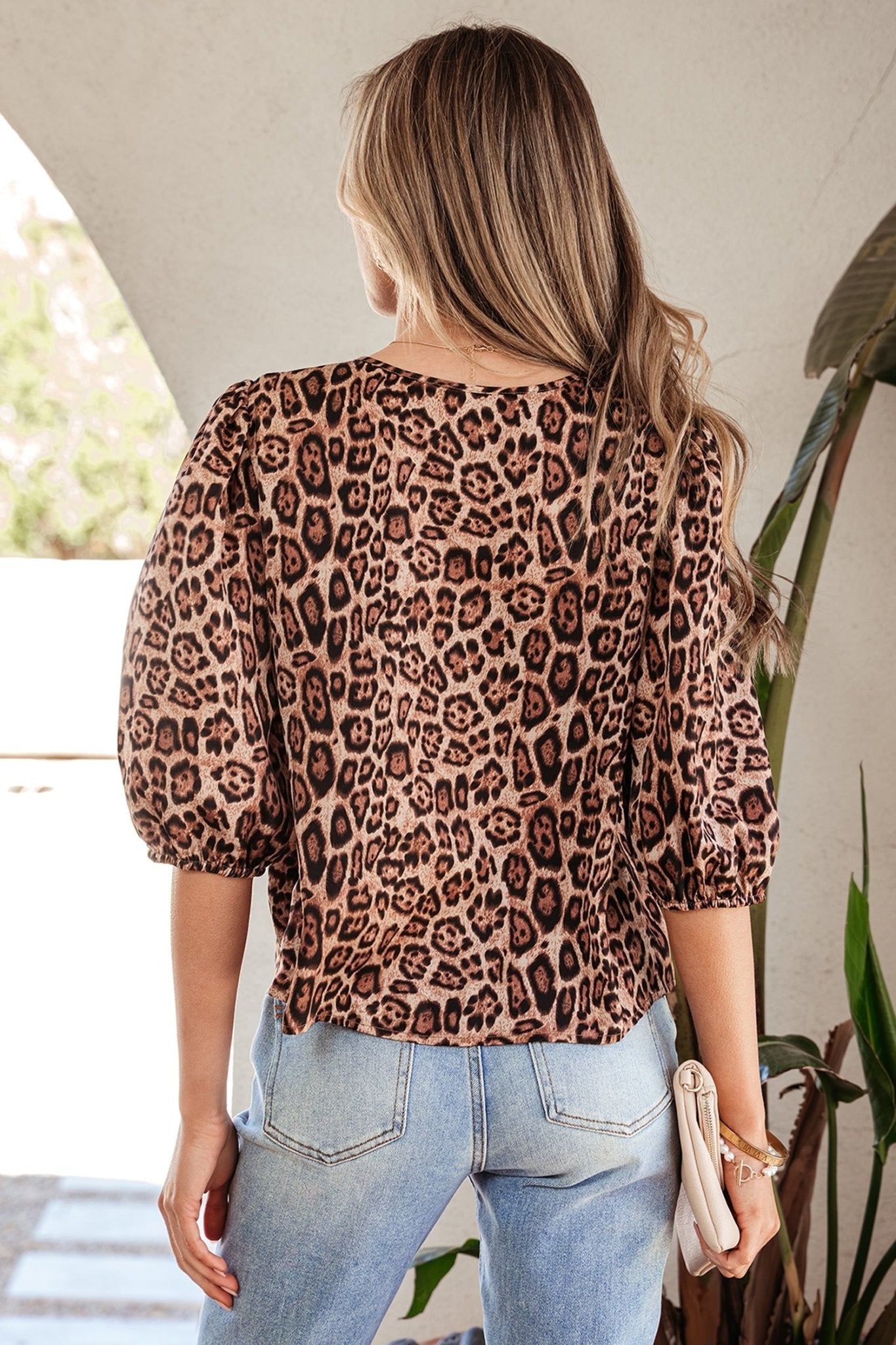 Leopard Bow-Tie Puff Sleeve Blouse - Rooted & Reckless Co.