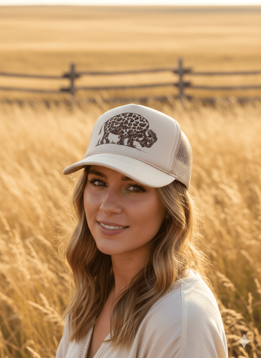 Leopard Buffalo Trucker Hat - Rooted & Reckless Co.