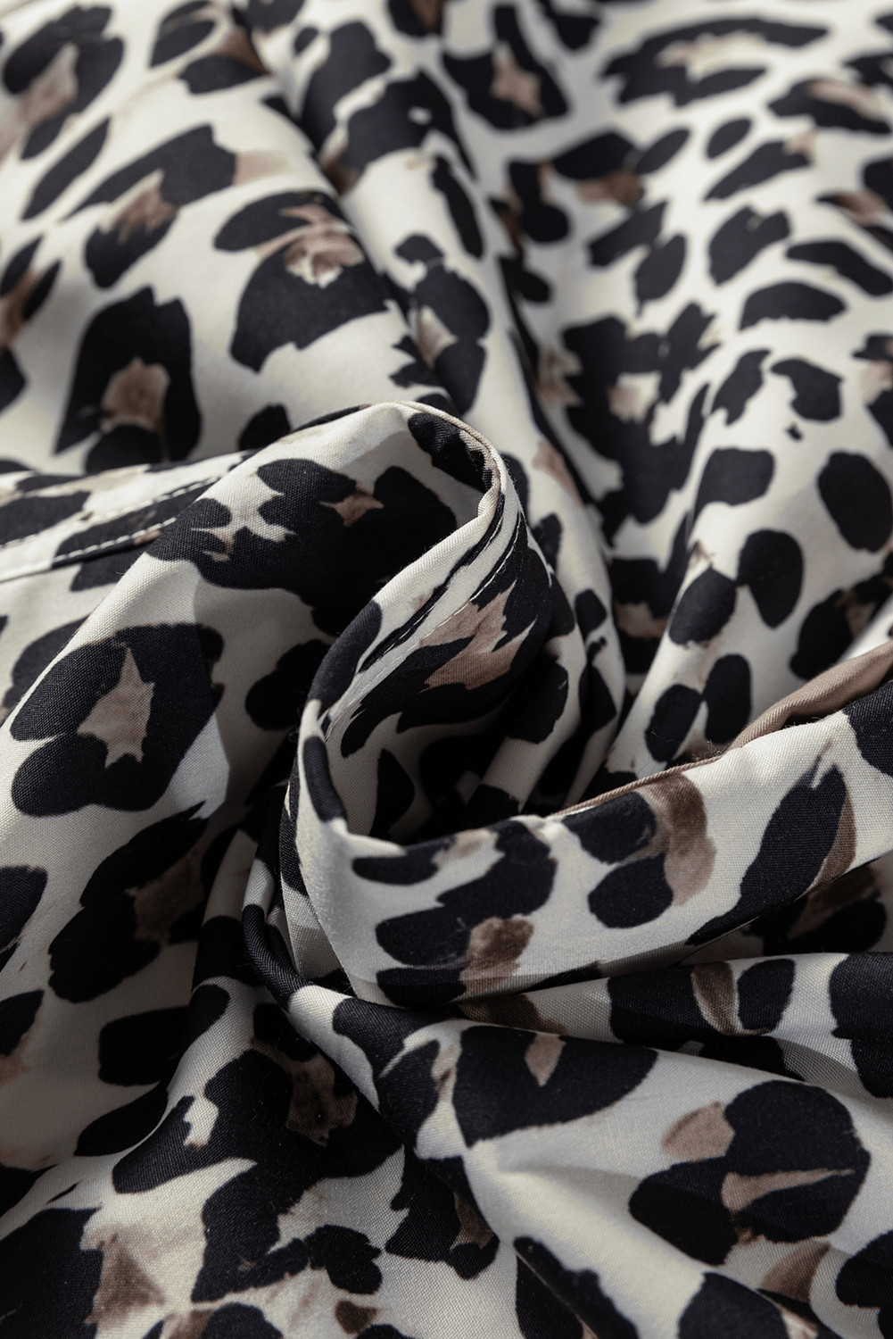 Leopard Button-Collar Contrast Patchwork Cuff Top - Rooted & Reckless Co.