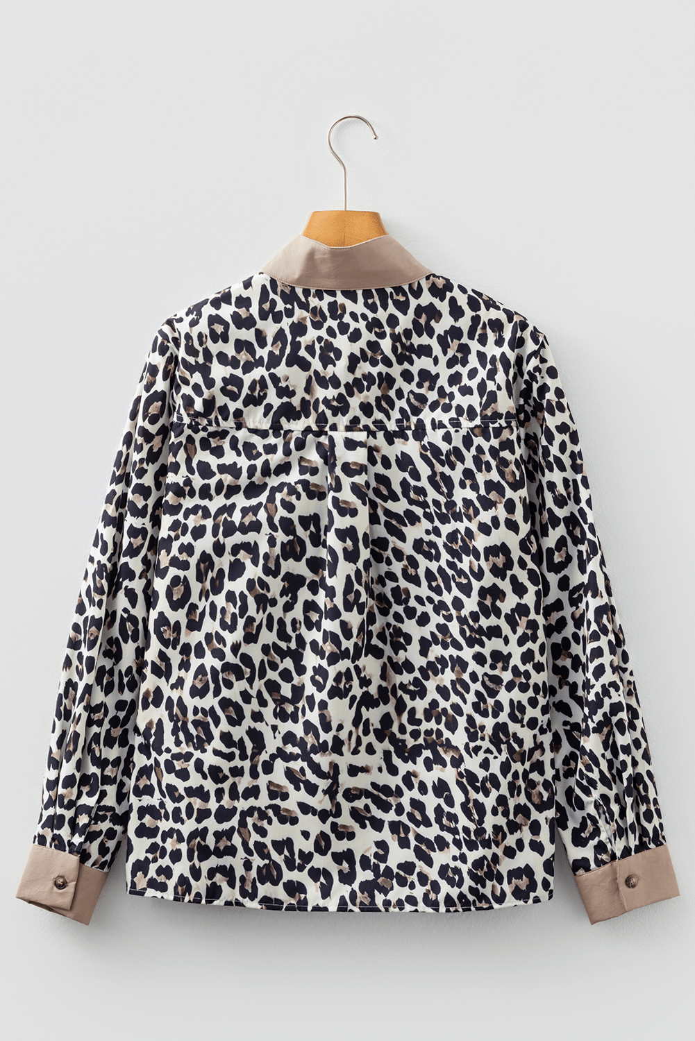 Leopard Button-Collar Contrast Patchwork Cuff Top - Rooted & Reckless Co.