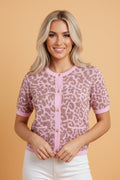 Leopard Button Down Short Sleeve Sweater Cardigan - Rooted & Reckless Co.
