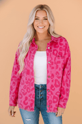 Leopard Buttoned Cuff Raw Hem Denim Jacket - Rooted & Reckless Co.