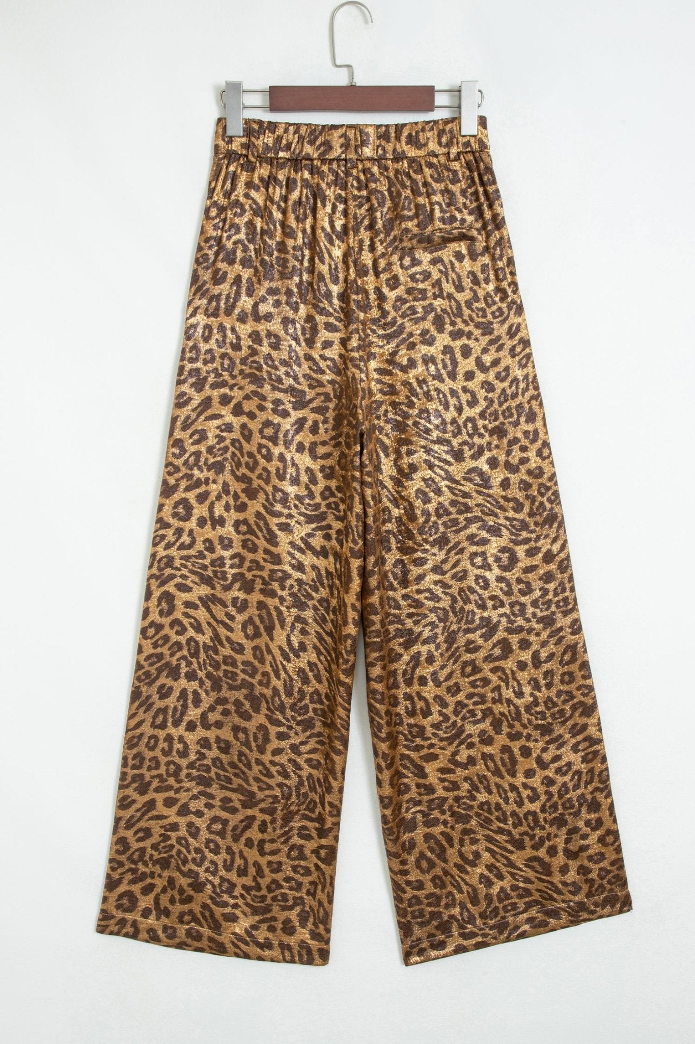 Leopard Buttoned Elastic Waist Wide Leg Pants - Rooted & Reckless Co.
