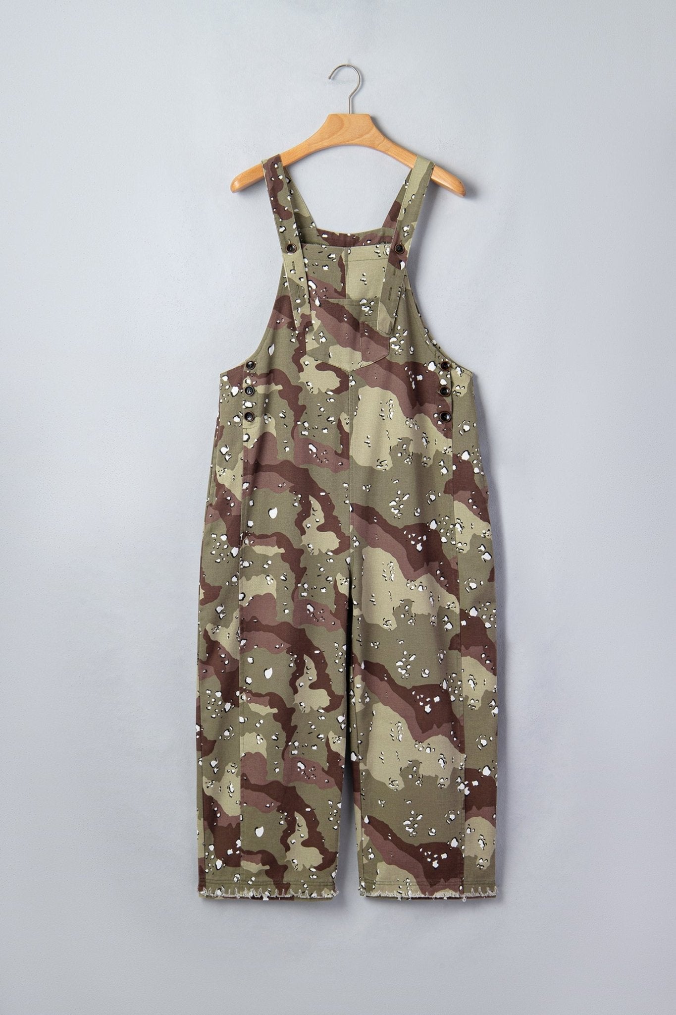 Leopard Camo Denim Loose Cropped Jumpsuit - Rooted & Reckless Co.