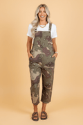 Leopard Camo Denim Loose Cropped Jumpsuit - Rooted & Reckless Co.