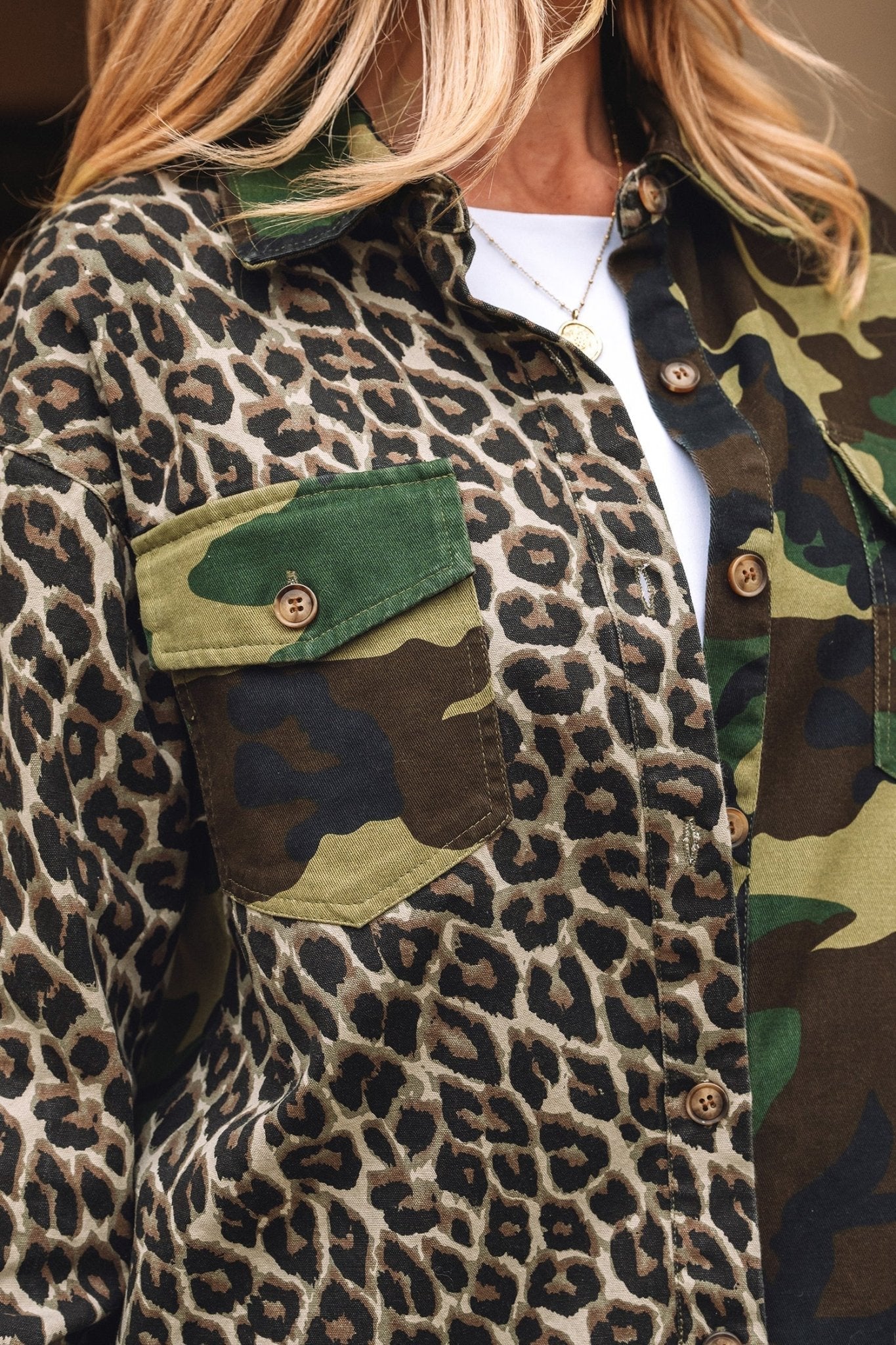 Leopard Camo Patchwork Oversized Shacket - Rooted & Reckless Co.