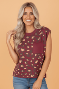Leopard Cap Sleeve Textured Knit Top - Rooted & Reckless Co.