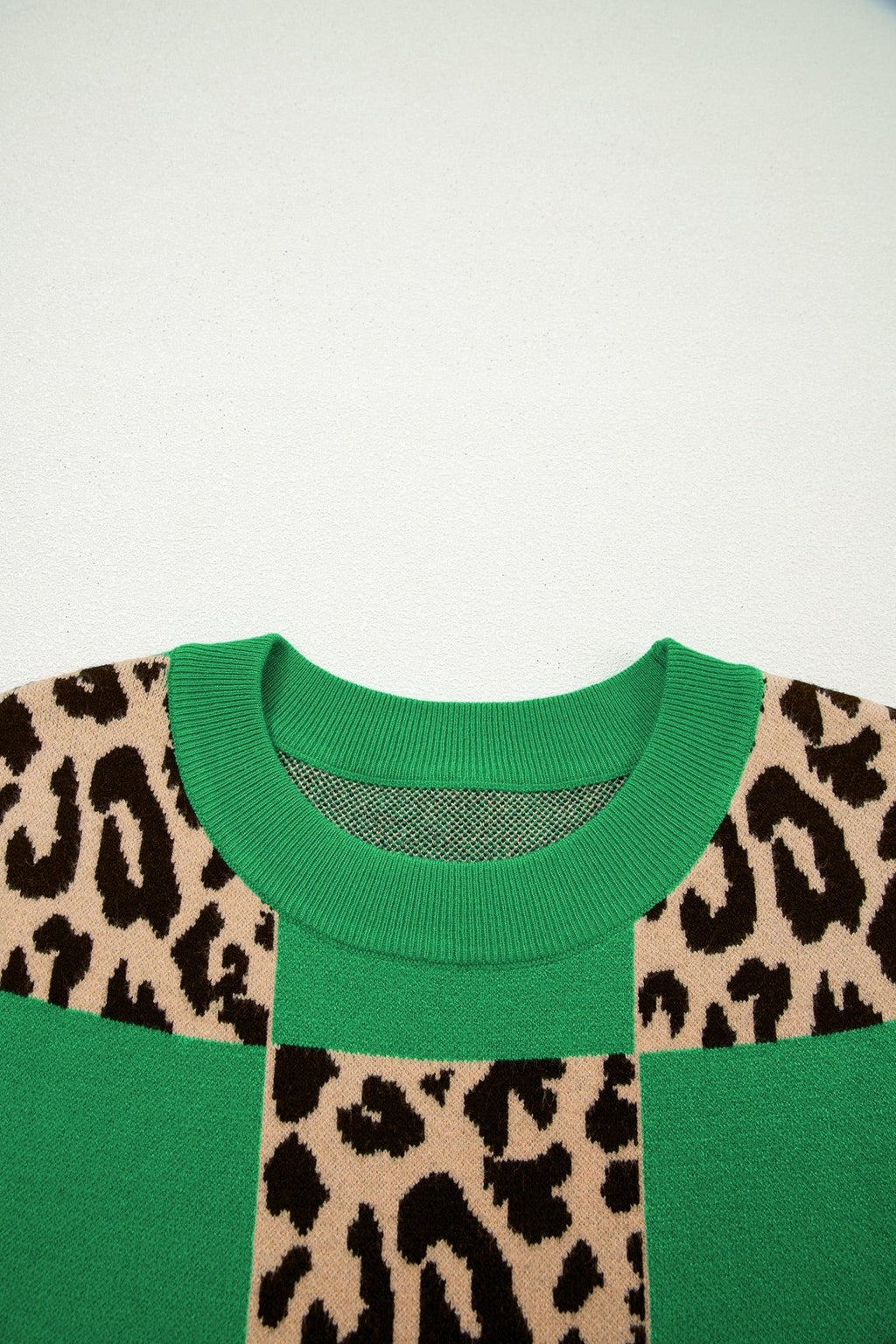 Leopard Checker Short Sleeve Knit Sweater - Rooted & Reckless Co.