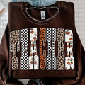 Leopard checkered pumpkin teacher tee or sweatshirt - Rooted & Reckless Co.