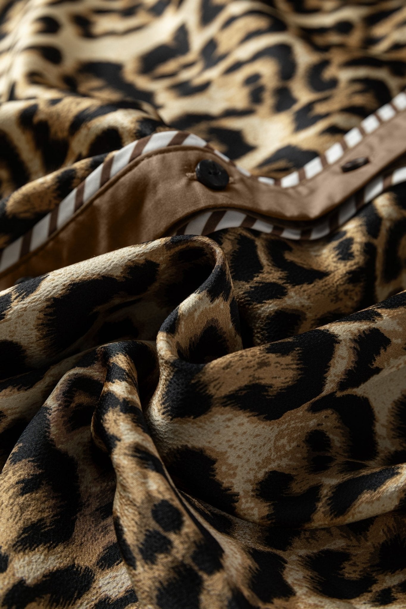Leopard Collared 3/4 Sleeve Shirt and Pants Set - Rooted & Reckless Co.