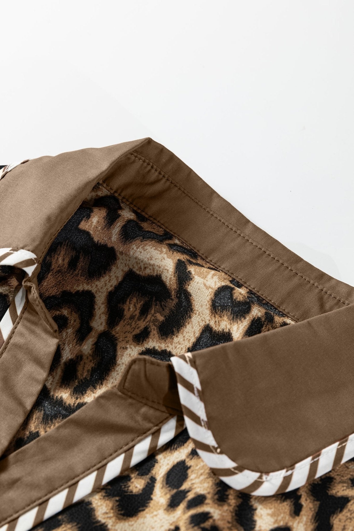 Leopard Collared 3/4 Sleeve Shirt and Pants Set - Rooted & Reckless Co.