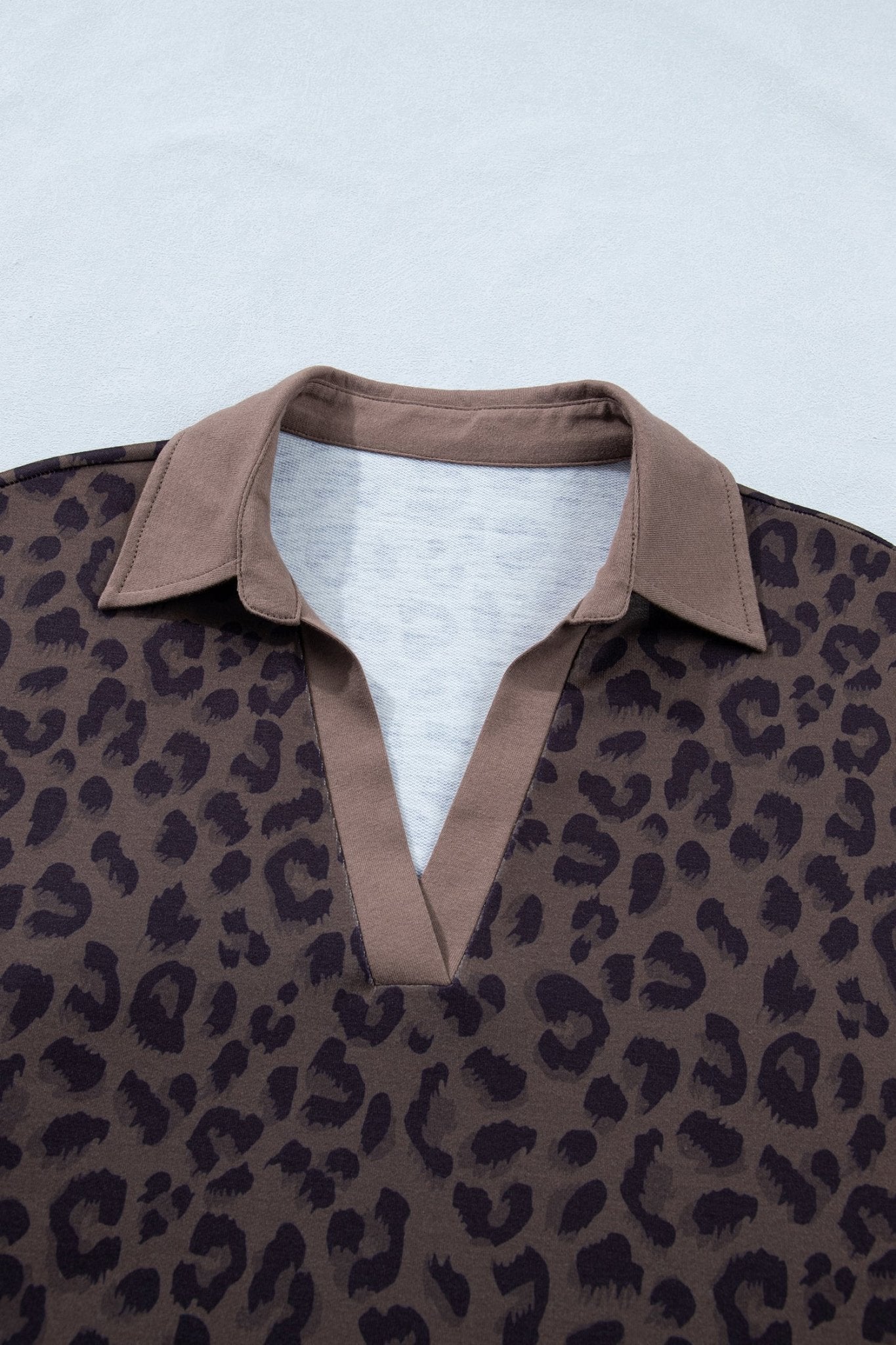 Leopard Collared V-Neck Top & Shorts Set - Rooted & Reckless Co.