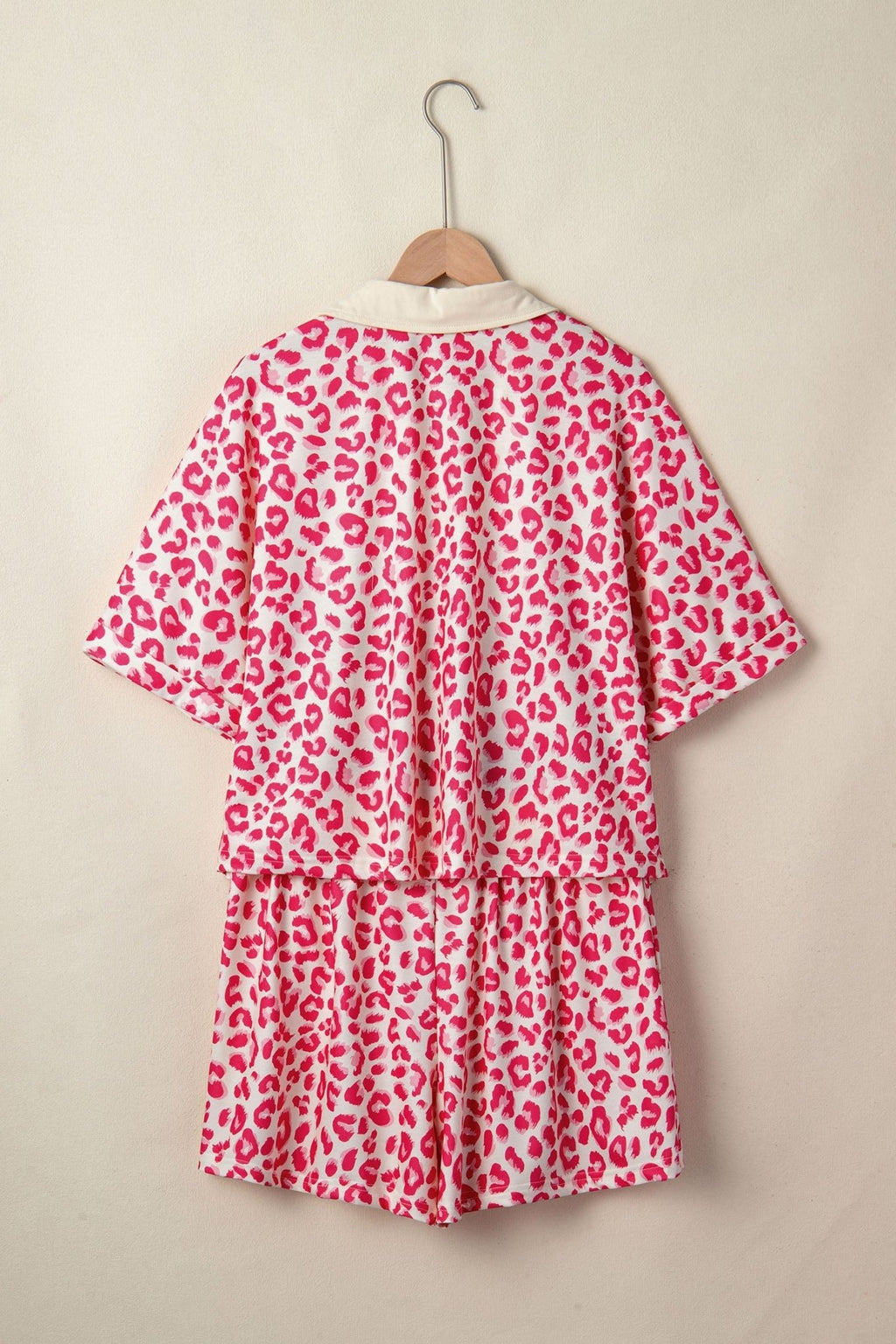 Leopard Collared V-Neck Top & Shorts Set - Rooted & Reckless Co.
