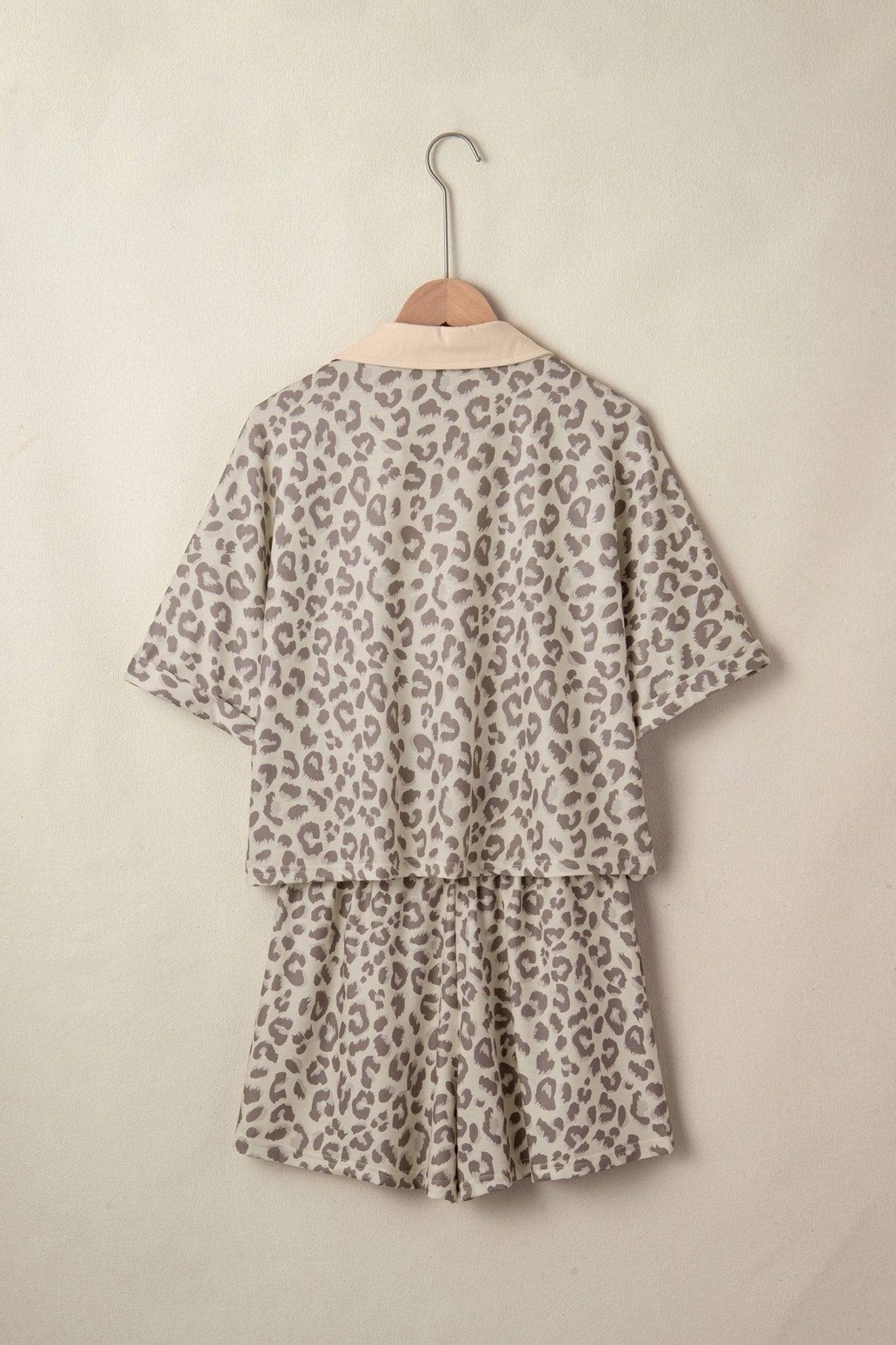 Leopard Collared V-Neck Top & Shorts Set - Rooted & Reckless Co.