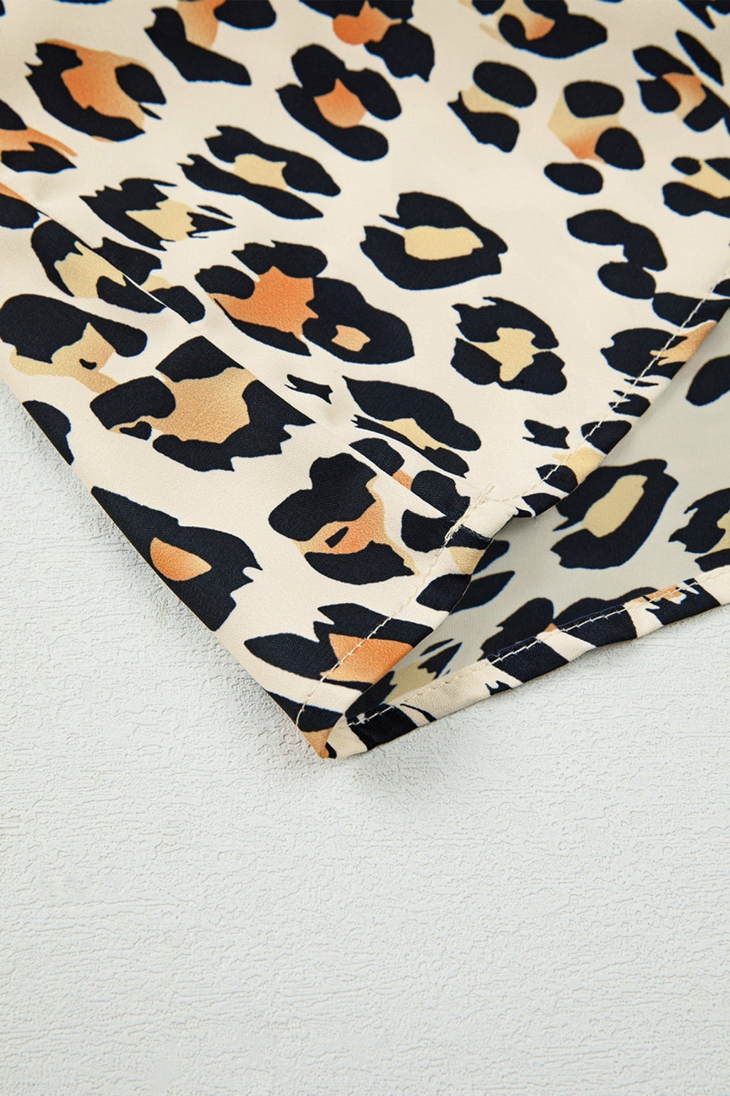 Leopard Colorblock Contrast V-Neck Short Sleeve Blouse - Rooted & Reckless Co.