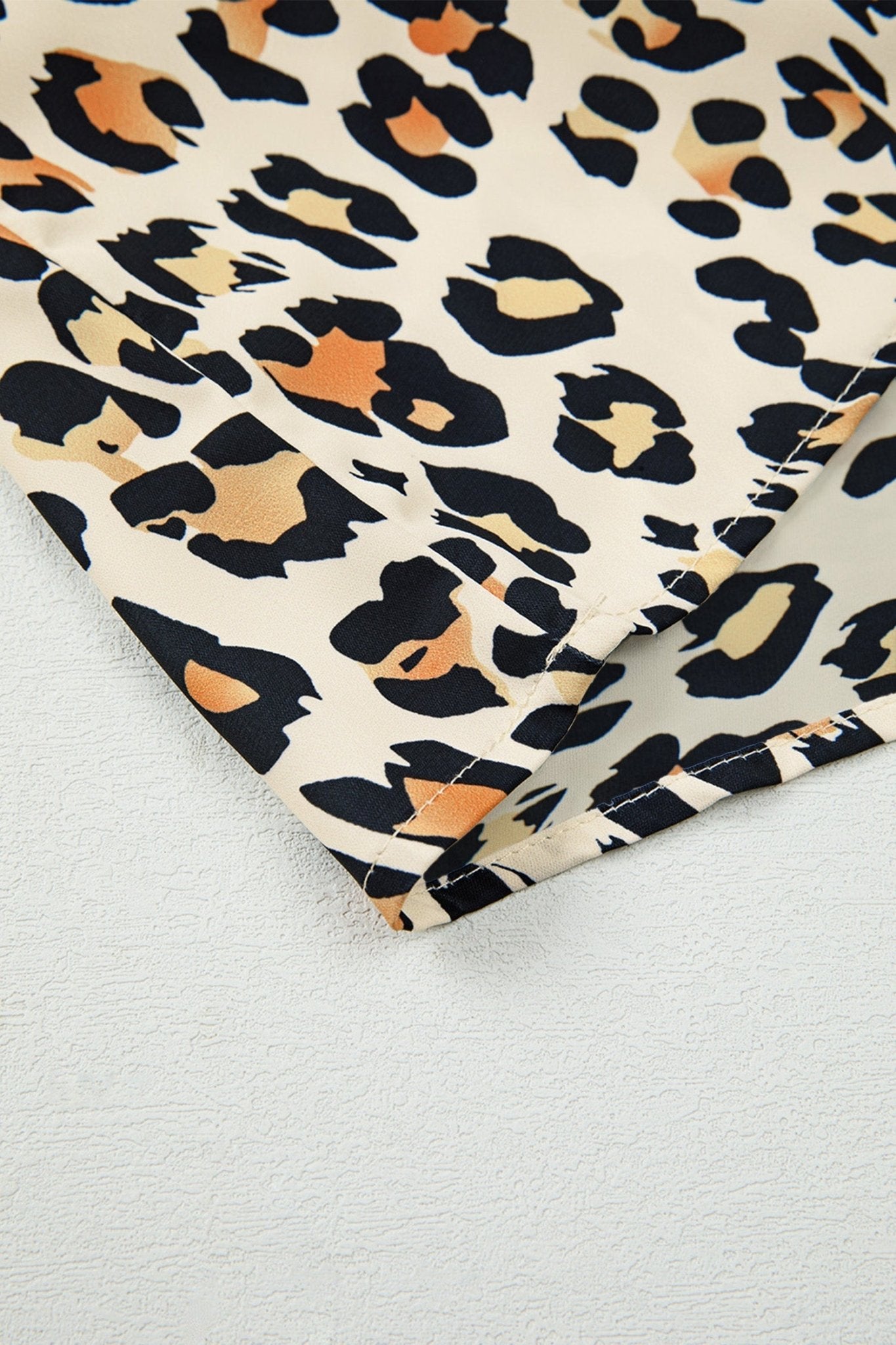 Leopard Colorblock Contrast V-Neck Short Sleeve Blouse - Rooted & Reckless Co.