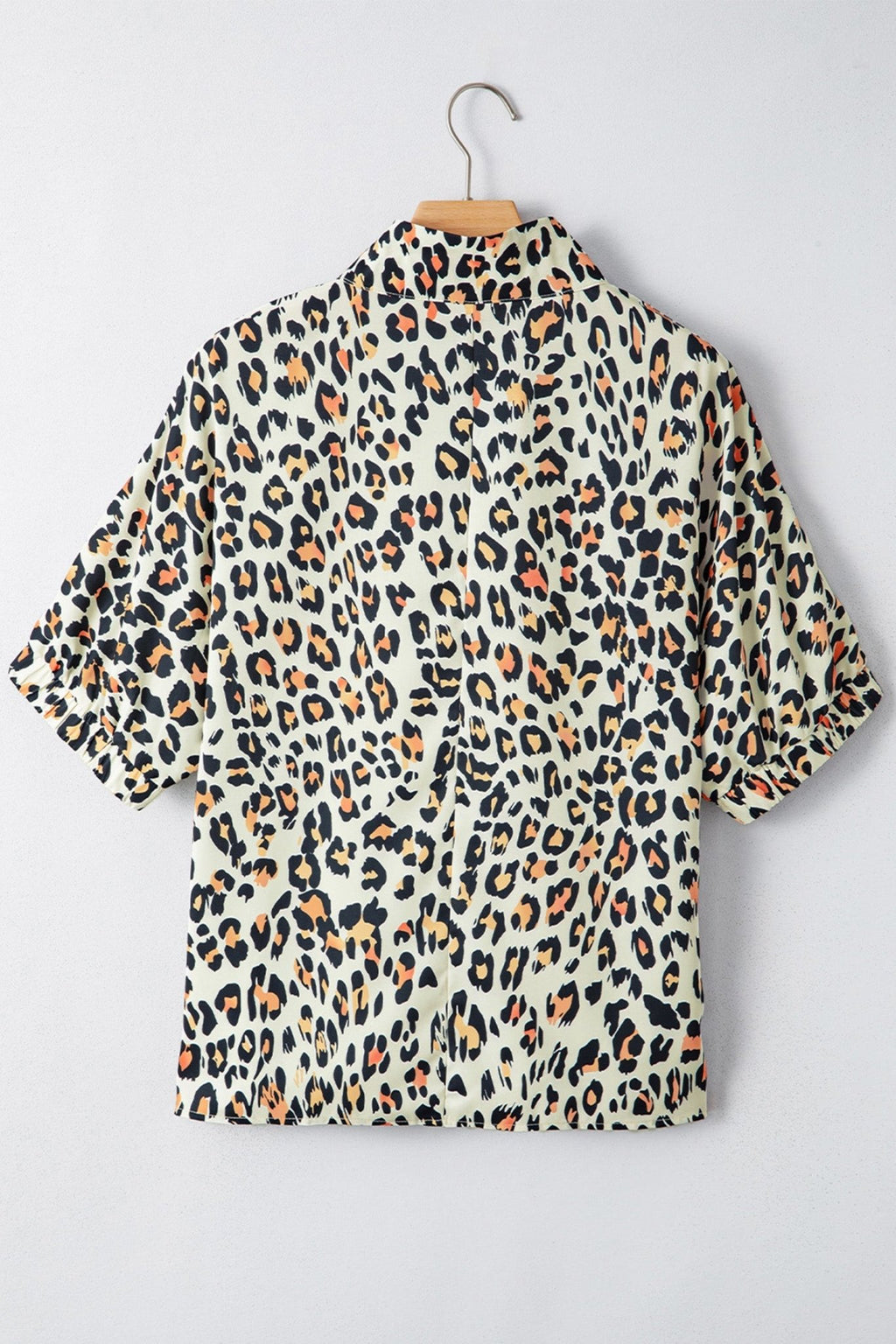 Leopard Colorblock Contrast V-Neck Short Sleeve Blouse - Rooted & Reckless Co.