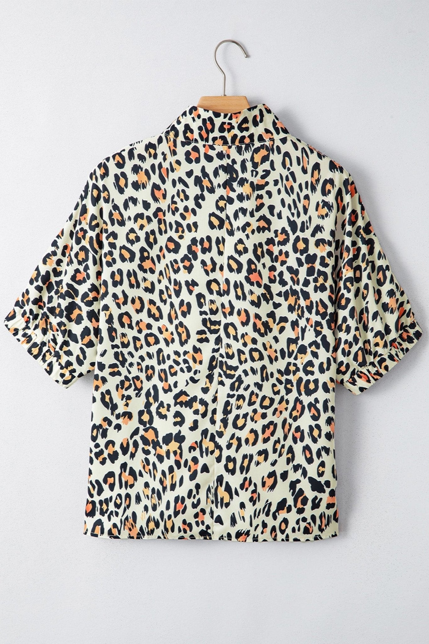 Leopard Colorblock Contrast V-Neck Short Sleeve Blouse - Rooted & Reckless Co.