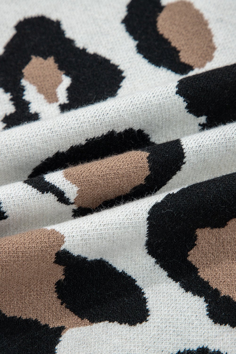 Leopard Colorblock Drop Shoulder V-Neck Sweater - Rooted & Reckless Co.
