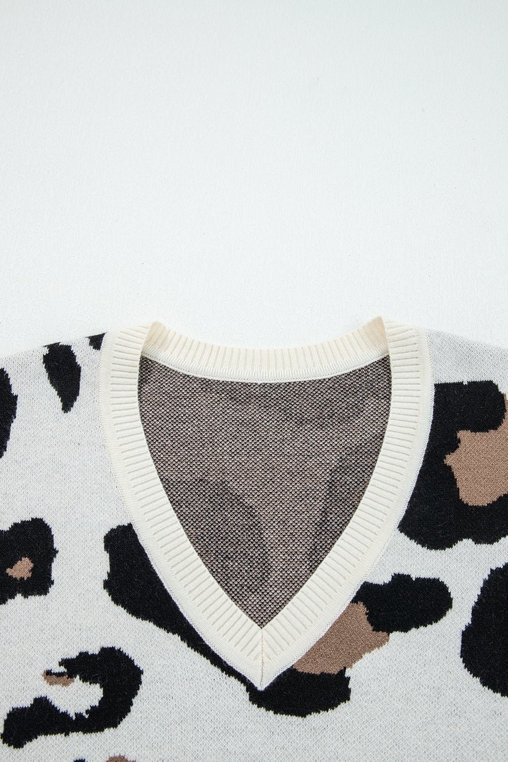 Leopard Colorblock Drop Shoulder V-Neck Sweater - Rooted & Reckless Co.