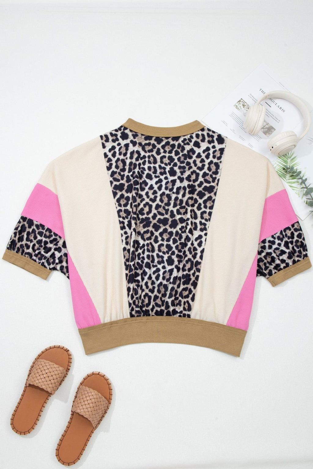Leopard Colorblock Patchwork 3/4 Sleeve Top - Rooted & Reckless Co.