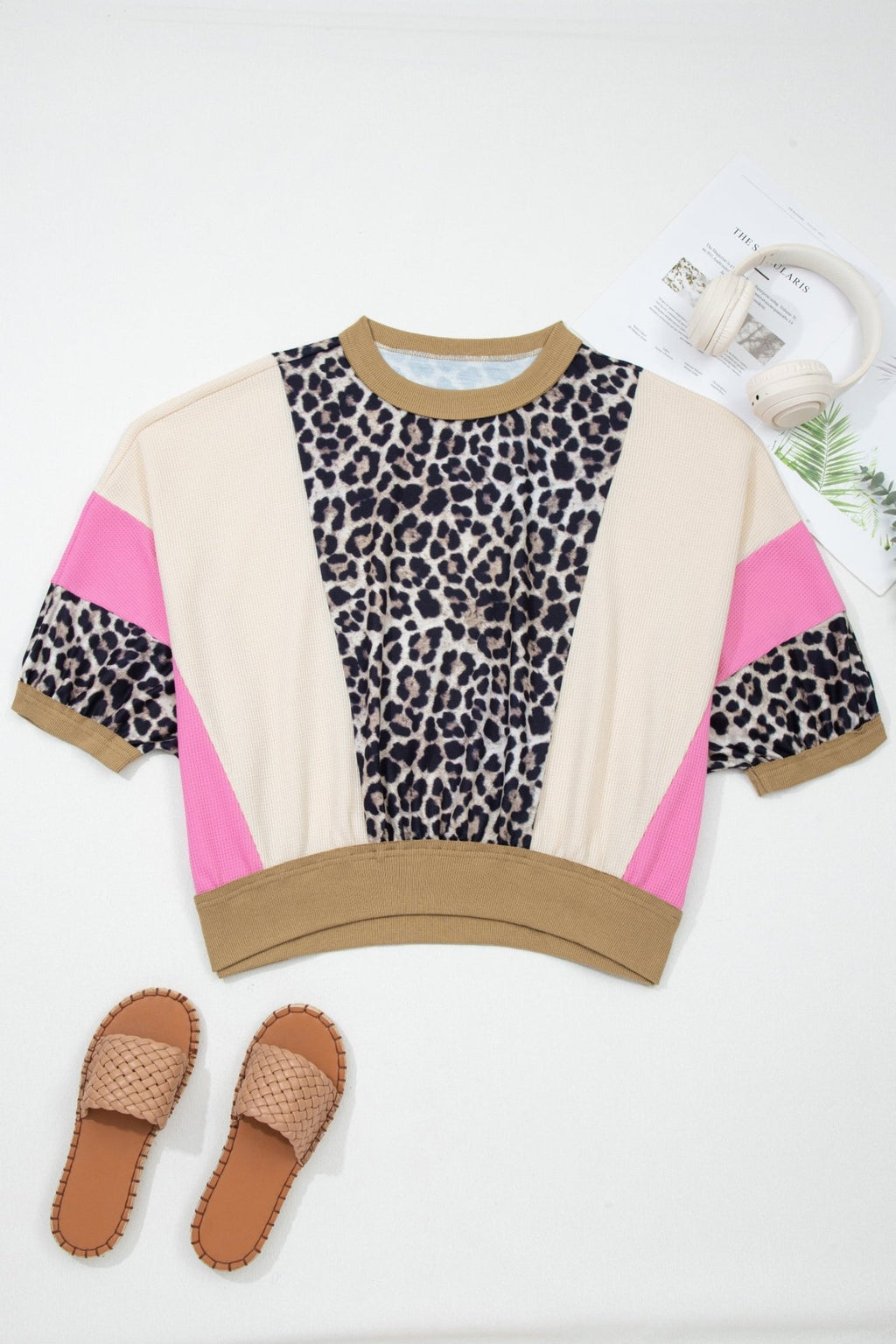 Leopard Colorblock Patchwork 3/4 Sleeve Top - Rooted & Reckless Co.