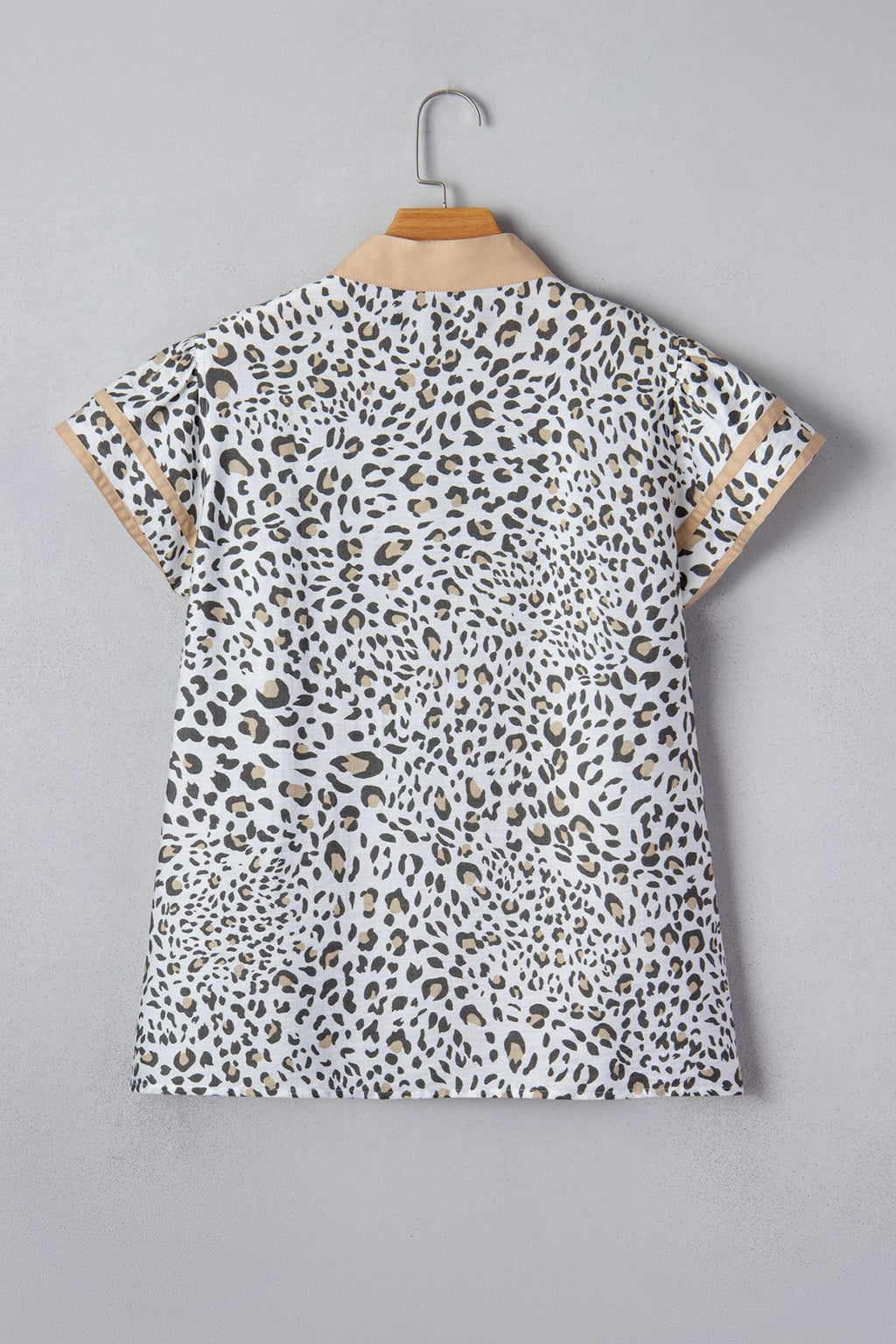 Leopard Colorblock Patchwork V-Neck Cap Sleeve Blouse - Rooted & Reckless Co.