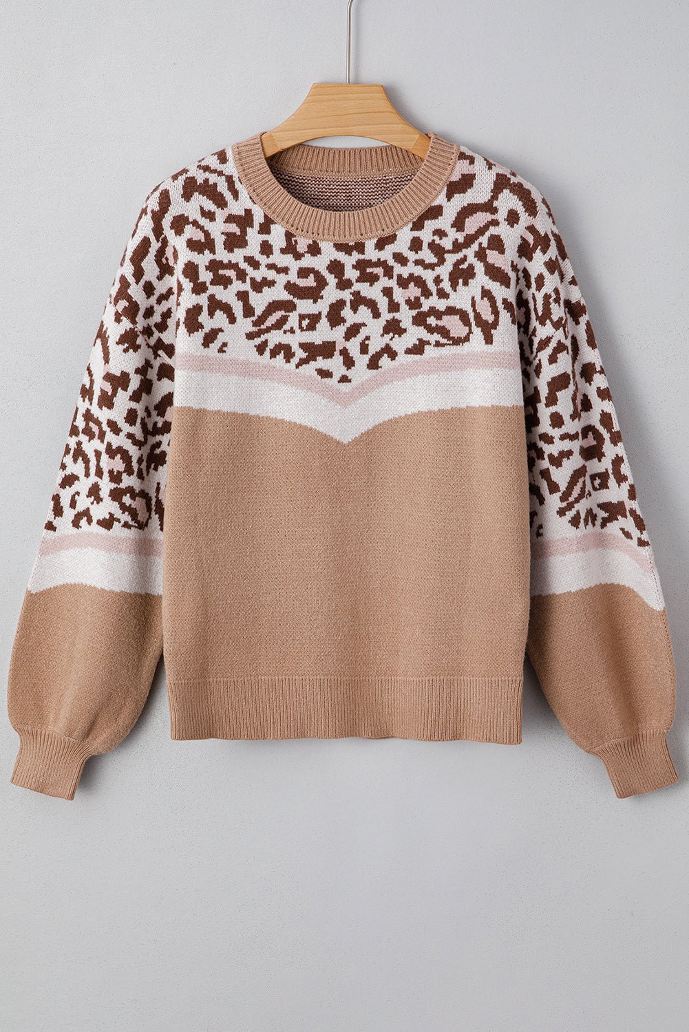 Leopard Colorblock Puff Sleeve Sweater - Rooted & Reckless Co.