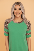 Leopard Colorblock Raglan Short Sleeve Tee - Rooted & Reckless Co.
