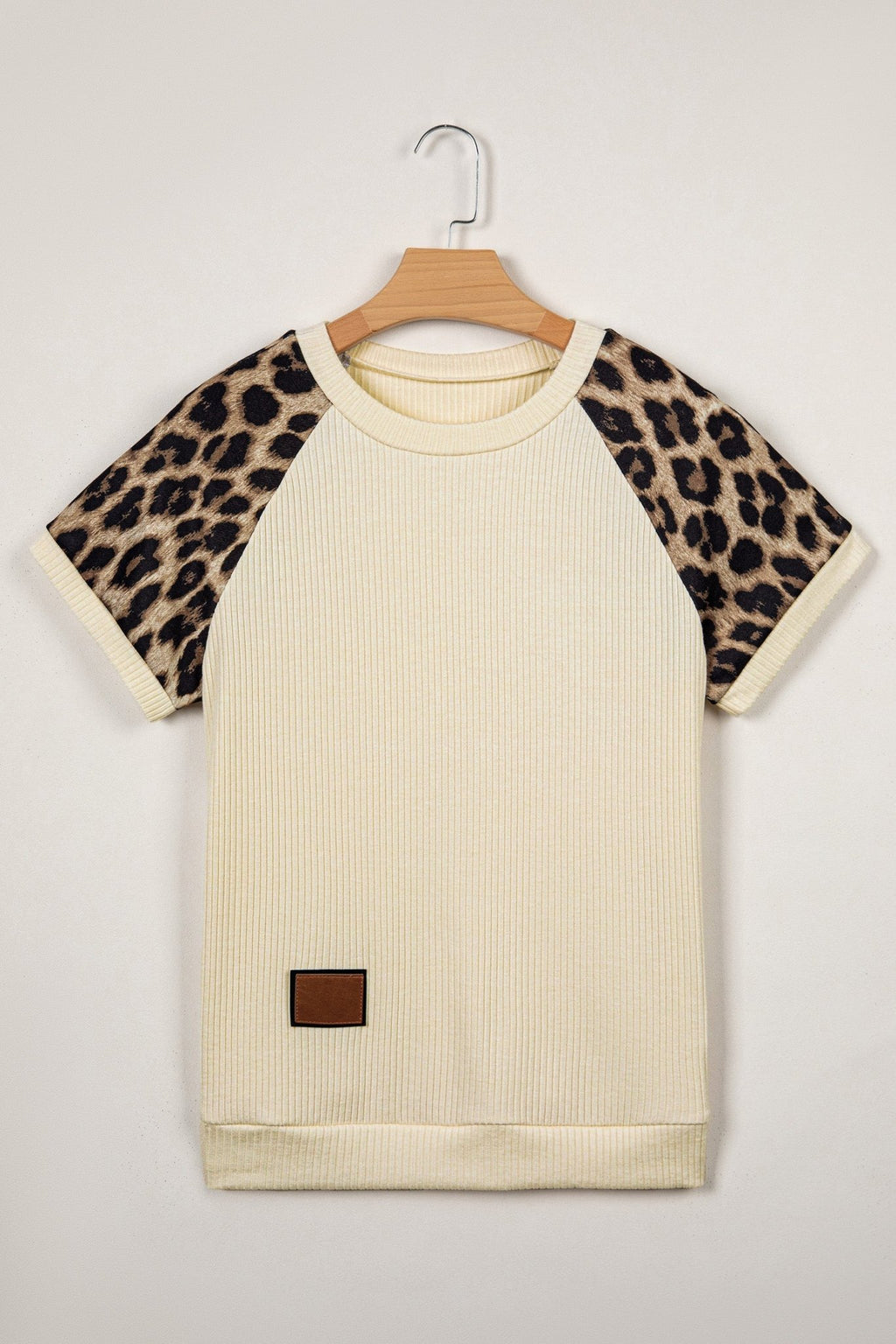 Leopard Colorblock Ribbed Raglan Short Sleeve Tee - Rooted & Reckless Co.