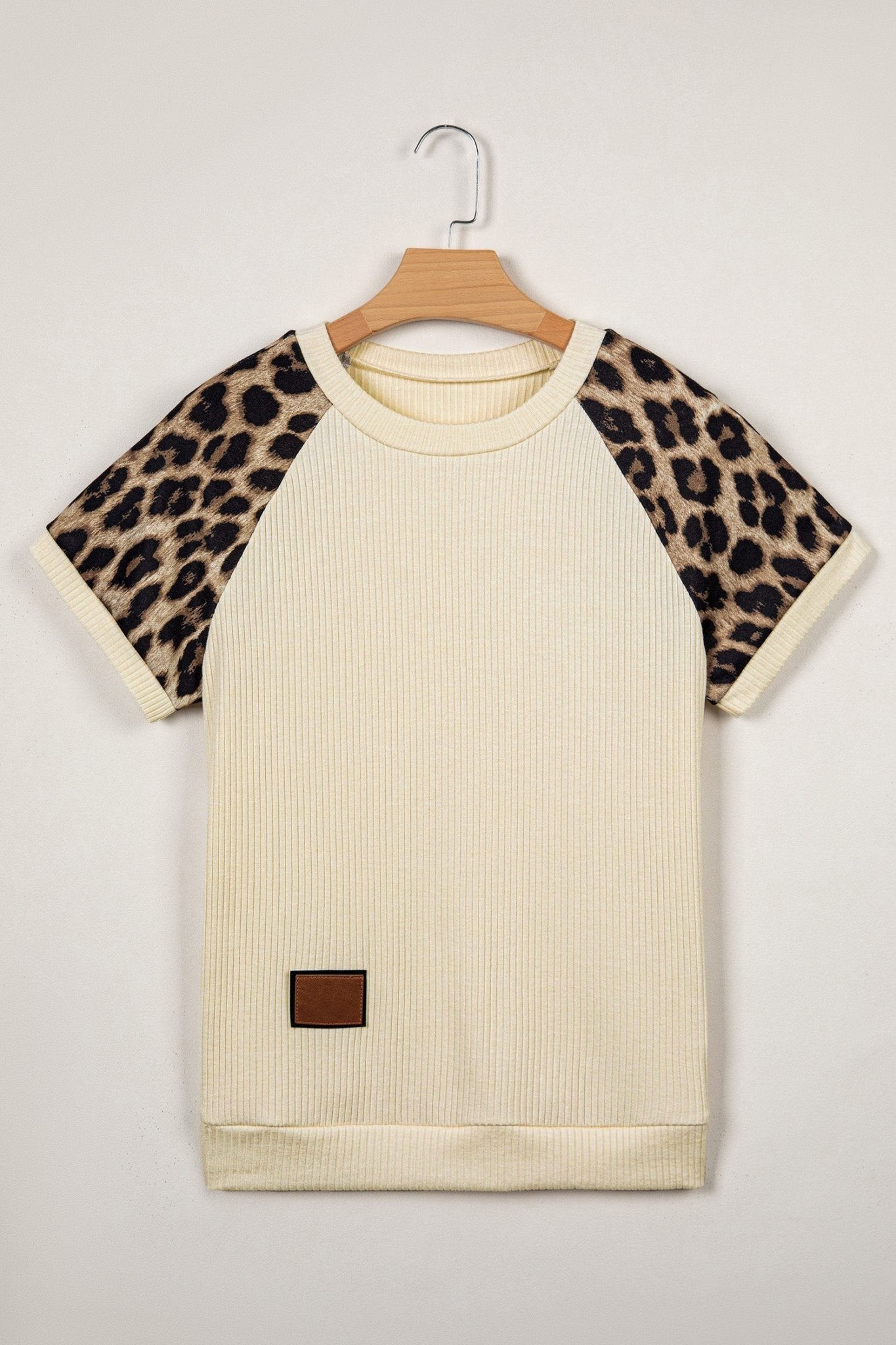 Leopard Colorblock Ribbed Raglan Short Sleeve Tee - Rooted & Reckless Co.