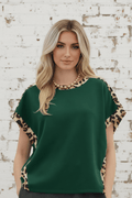 Leopard Colorblock Round Neck Short Sleeve T-Shirt - Rooted & Reckless Co.