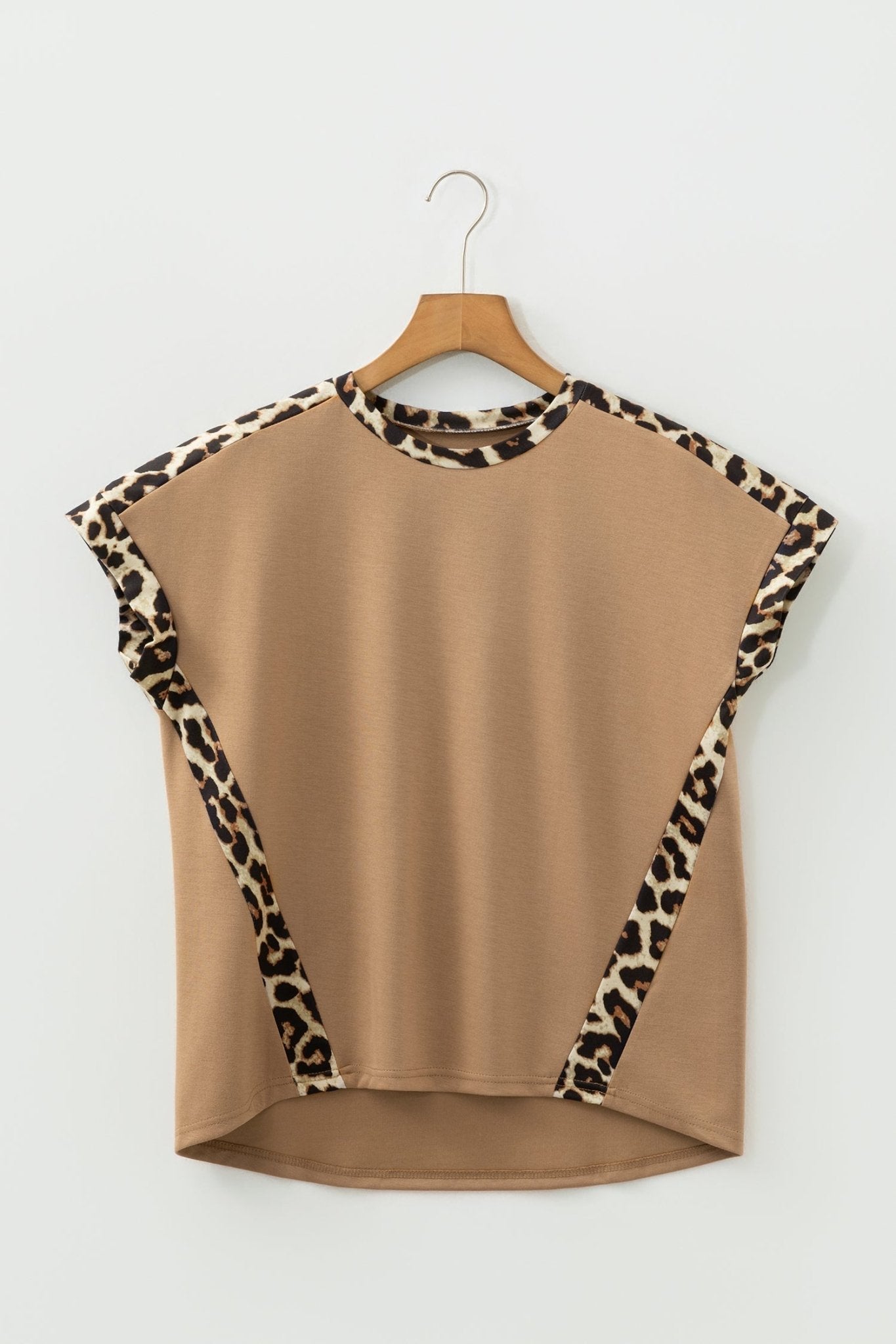 Leopard Colorblock Round Neck Short Sleeve T-Shirt - Rooted & Reckless Co.