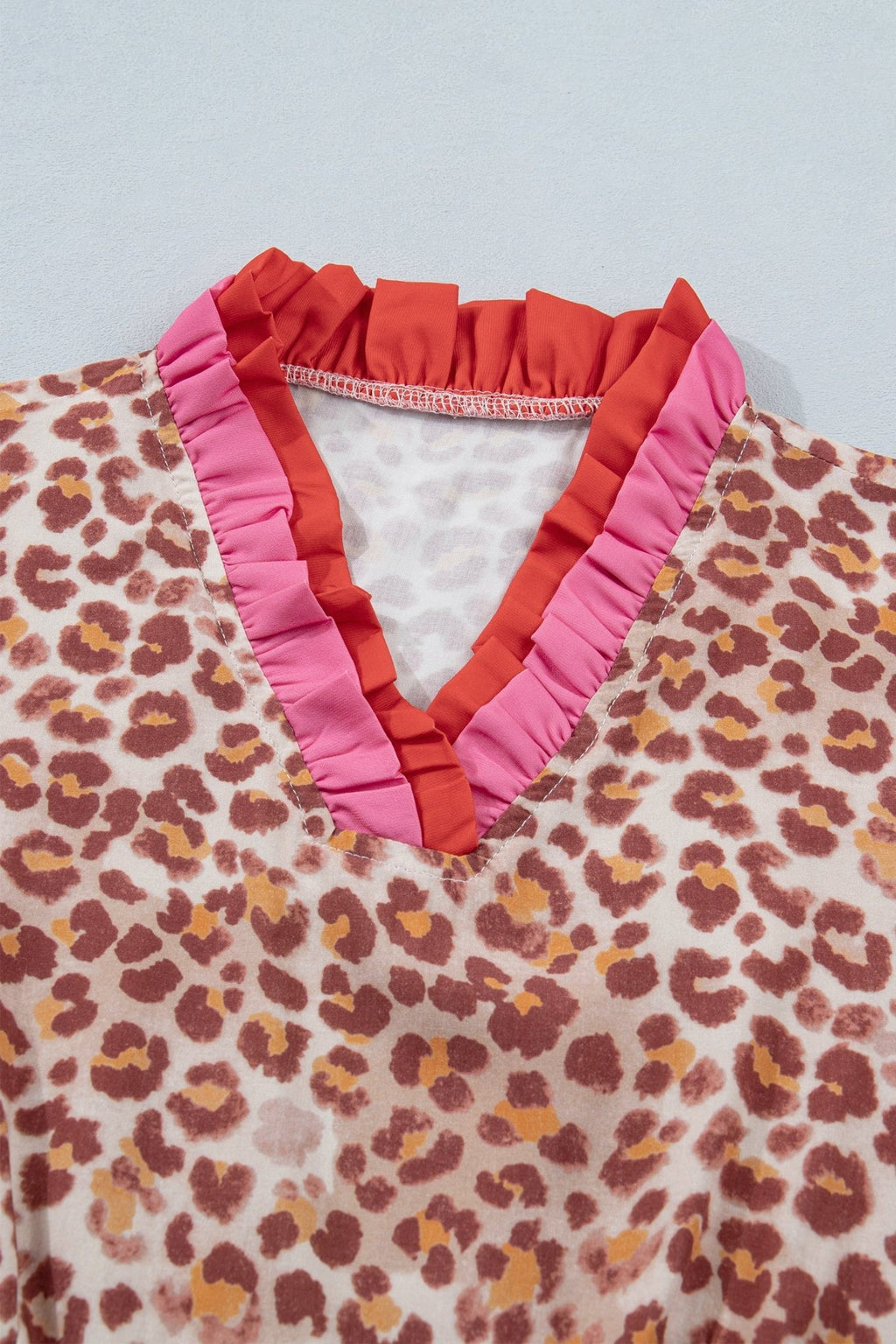 Leopard Colorblock Ruffle Short Sleeve Dress - Rooted & Reckless Co.