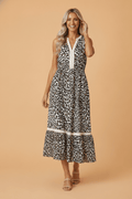 Leopard Colorblock Sleeveless Midi Dress - Rooted & Reckless Co.
