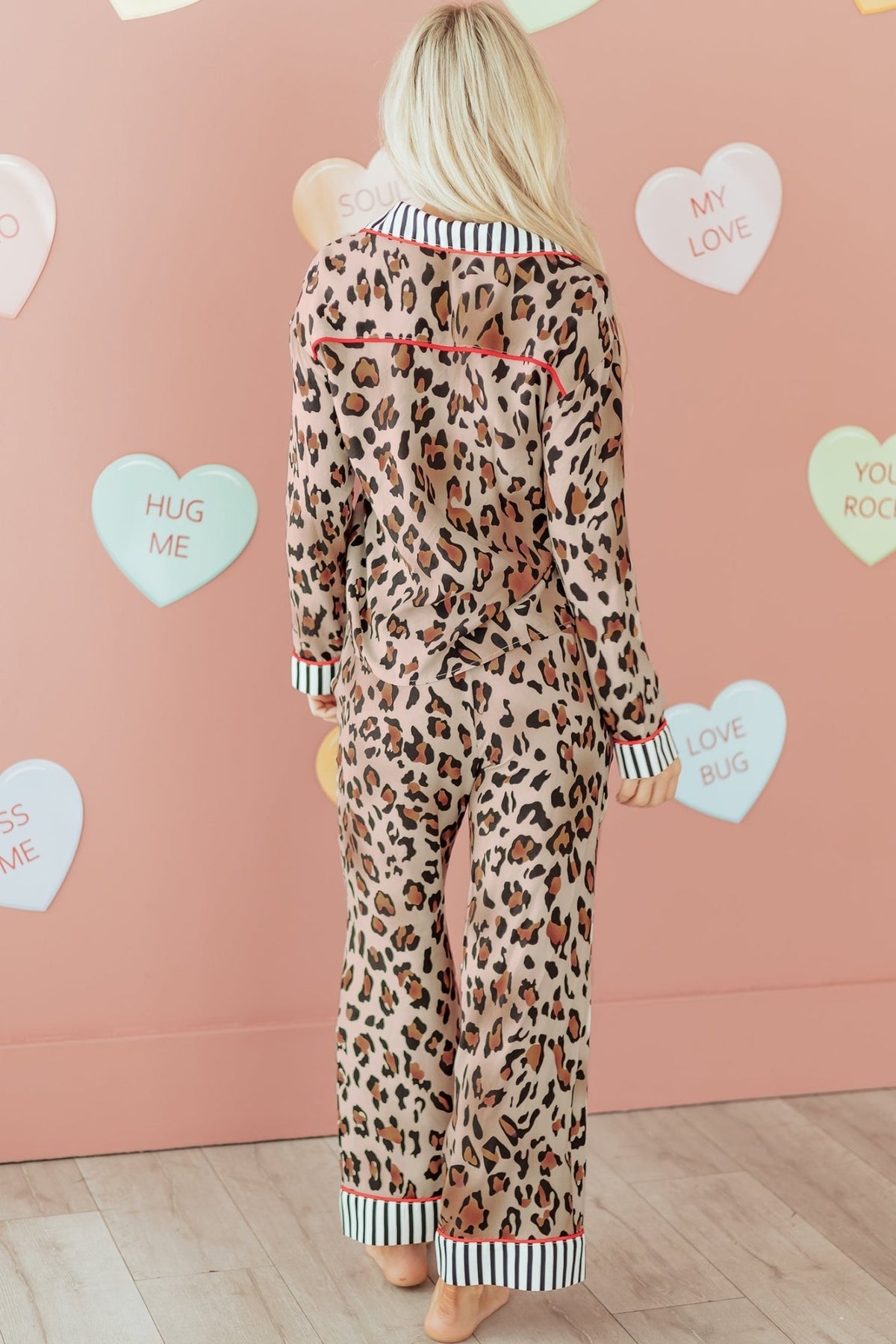 Leopard Colorblock Stripe Edge Shirt and Pants Pajama Set - Rooted & Reckless Co.