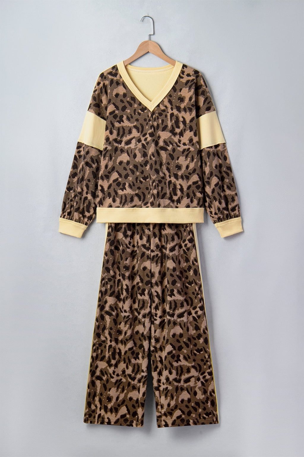 Leopard Colorblock Top & Wide Leg Pants Set - Rooted & Reckless Co.