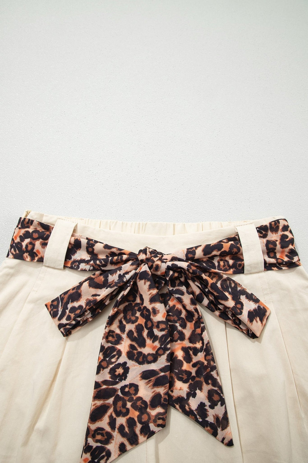 Leopard Contrast Belt Pleated Wide Leg Shorts - Rooted & Reckless Co.