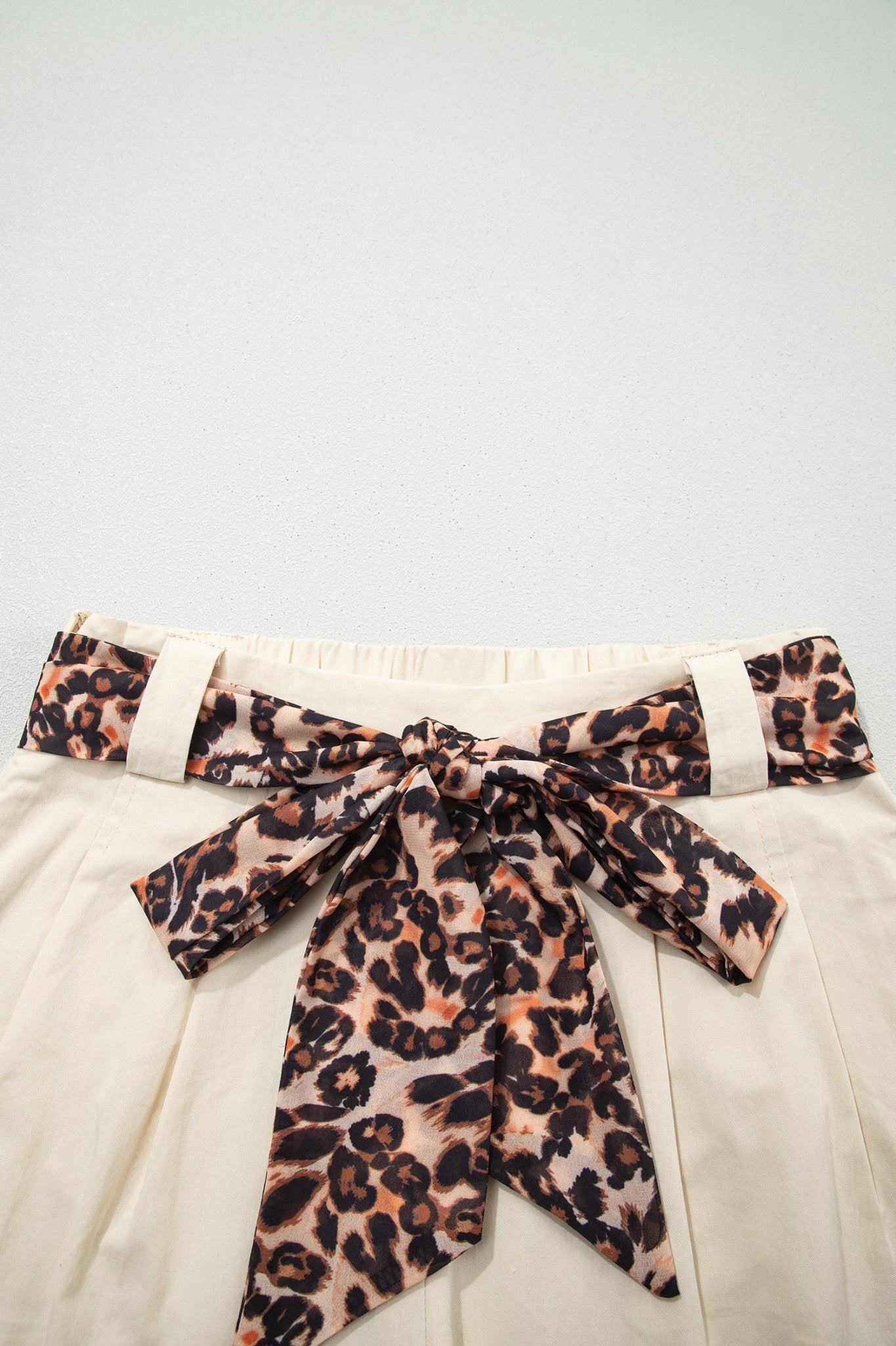 Leopard Contrast Belt Pleated Wide Leg Shorts - Rooted & Reckless Co.