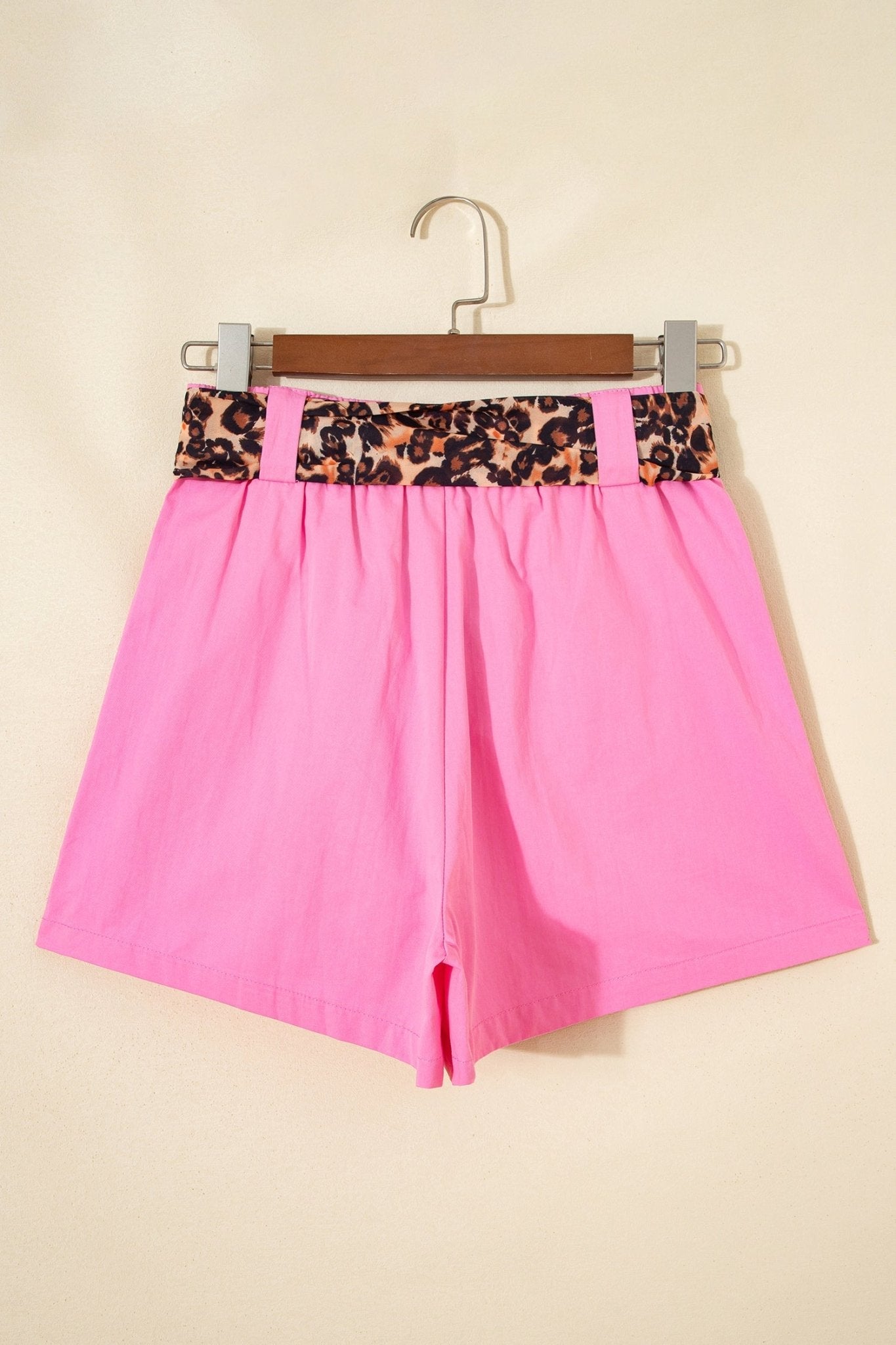 Leopard Contrast Belt Pleated Wide Leg Shorts - Rooted & Reckless Co.