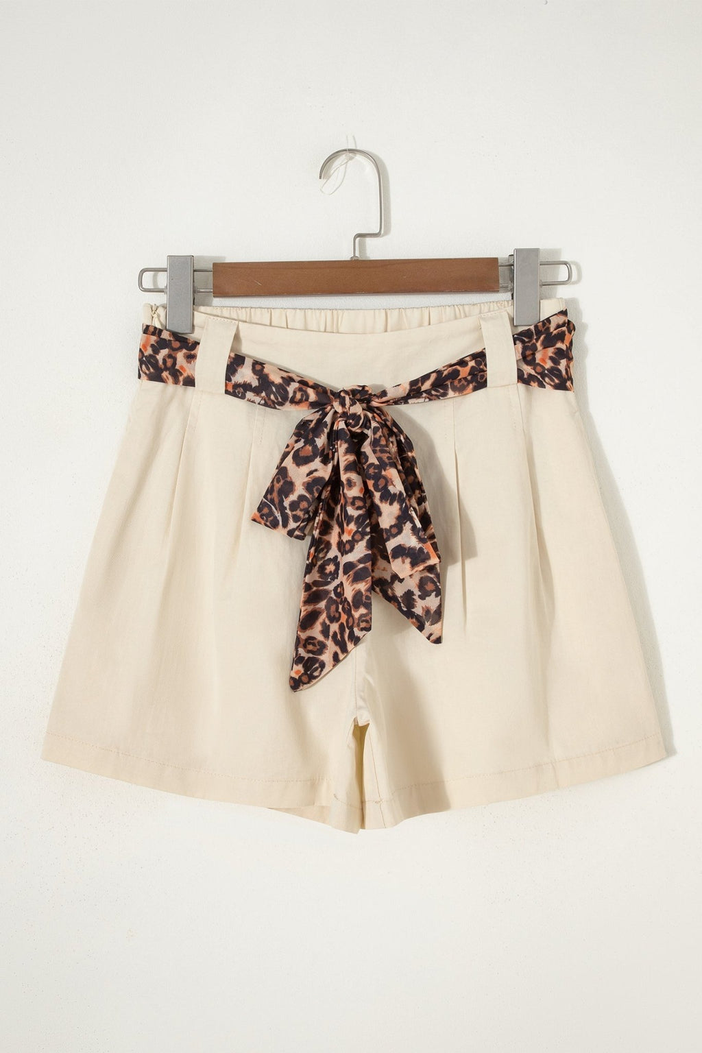 Leopard Contrast Belt Pleated Wide Leg Shorts - Rooted & Reckless Co.