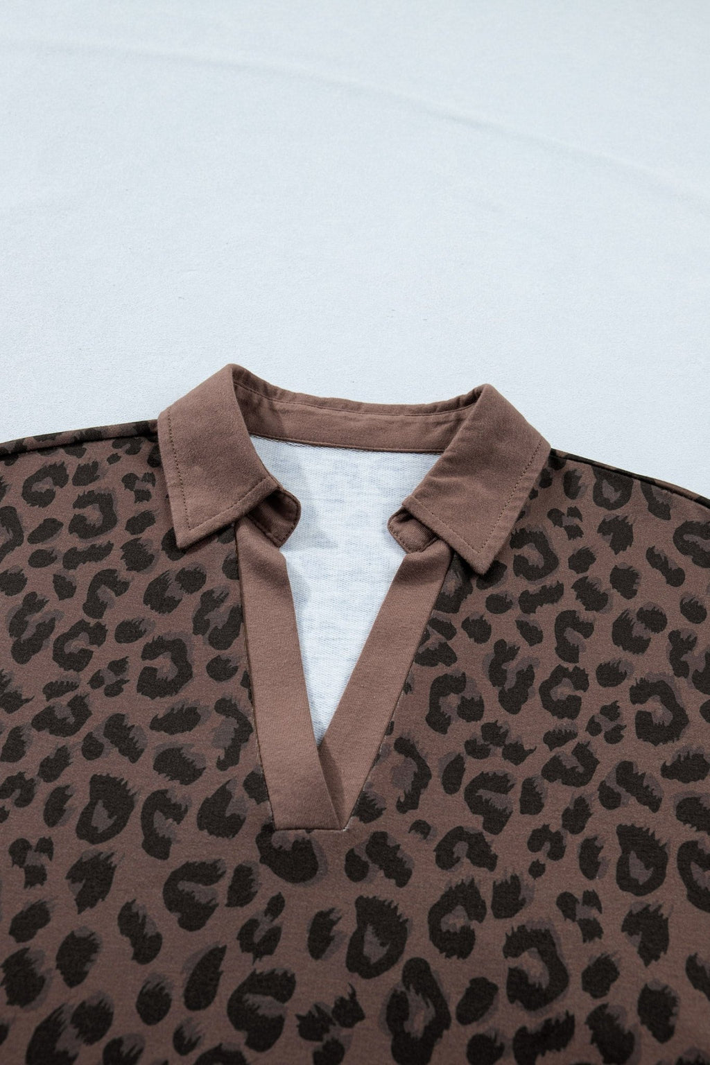 Leopard Contrast Collar V-Neck Mini Dress - Rooted & Reckless Co.