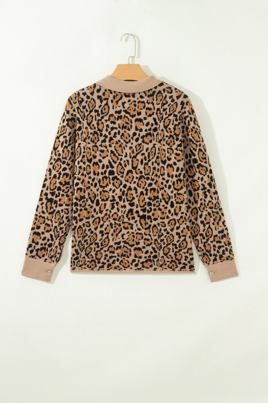 Leopard Contrast Collared Button Front Cardigan - Rooted & Reckless Co.