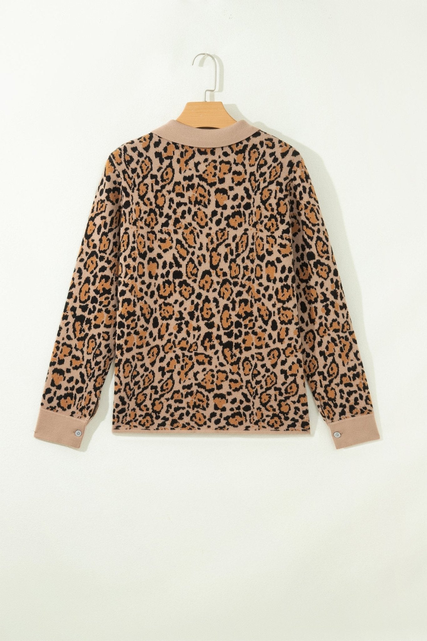 Leopard Contrast Collared Button Front Cardigan - Rooted & Reckless Co.