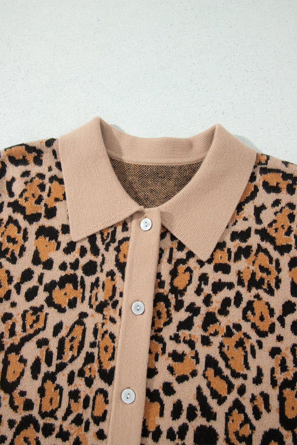 Leopard Contrast Collared Button Front Cardigan - Rooted & Reckless Co.