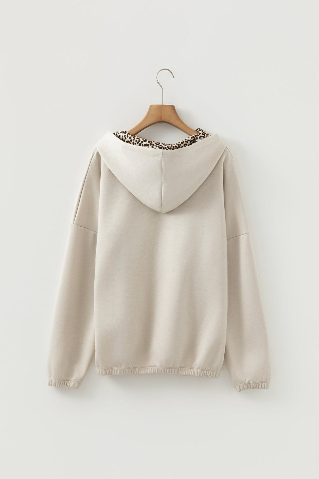 Leopard Contrast Drawstring Hood Drop Shoulder Top - Rooted & Reckless Co.