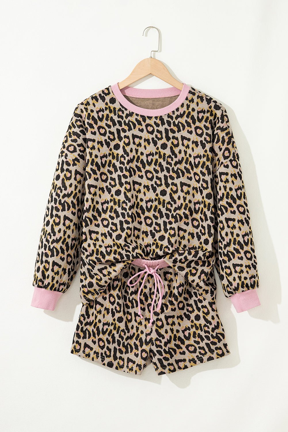 Leopard Contrast Edge Pullover and Shorts Set - Rooted & Reckless Co.