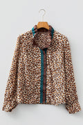 Leopard Contrast Frilled Trim Button-Up Shirt - Rooted & Reckless Co.